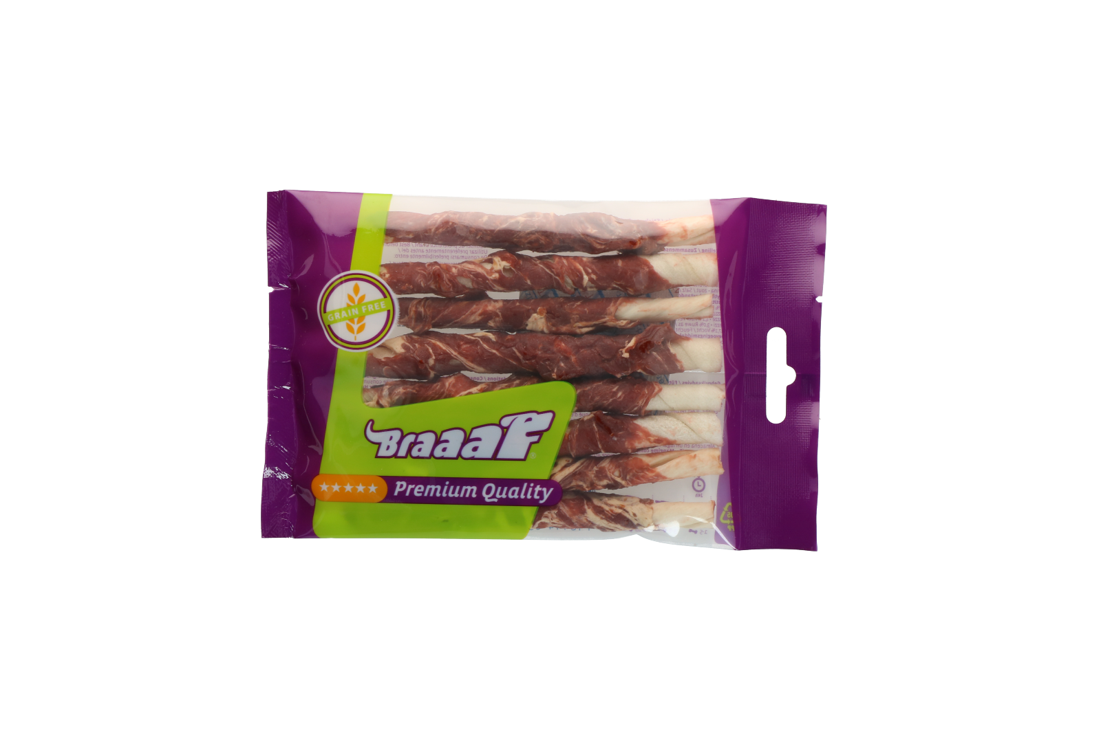 Braaaf Rawhide Roll Sticks Lam & Vis - 8 st. — afbeelding 3