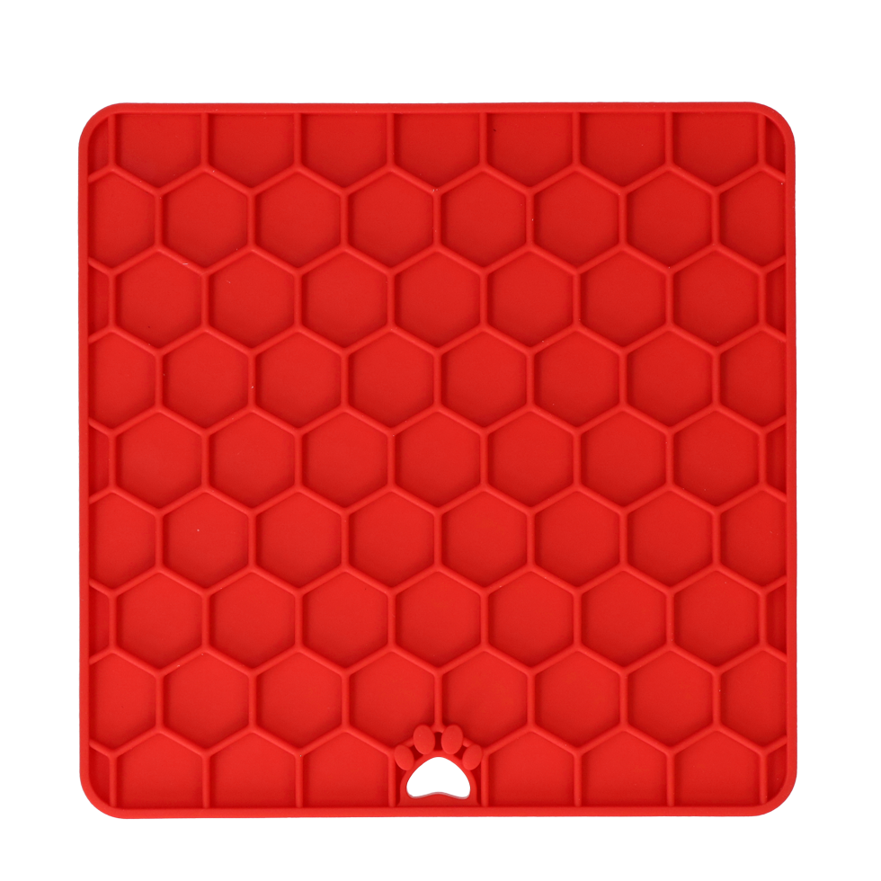Eat Slow Live Longer Lick Mat Honeycomb Rood — afbeelding 3
