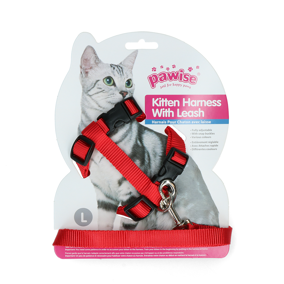 Pawise Kitten Harness With Leash Red/Blue L — afbeelding 2