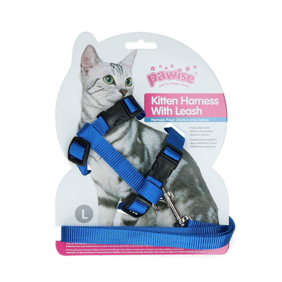 Pawise Kitten Harness With Leash Red/Blue L — afbeelding 3