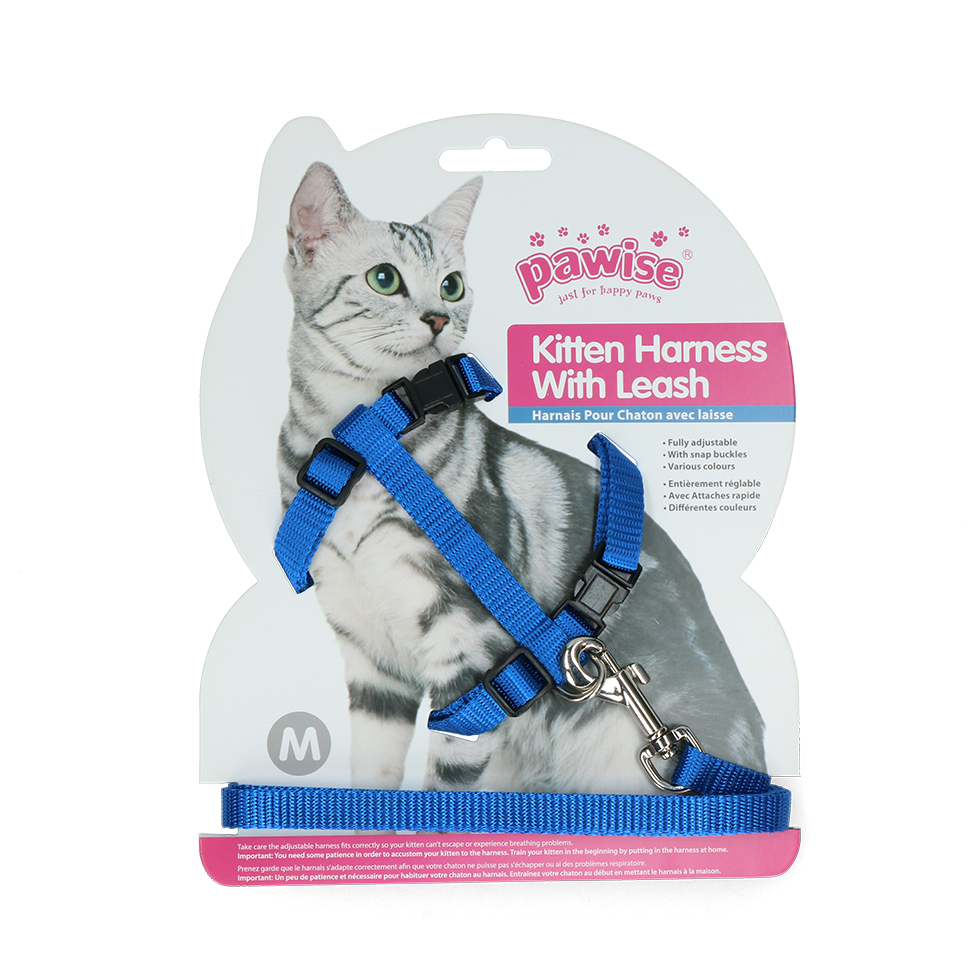 Pawise Kitten Harness With Leash Red/Blue M — afbeelding 3
