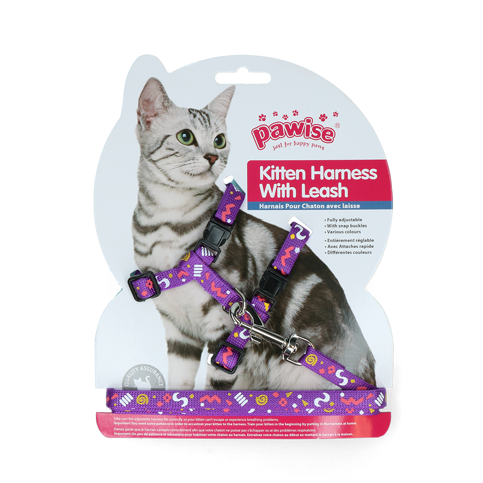 Pawise Kitten Harness With Leash Pink/Purple — afbeelding 3