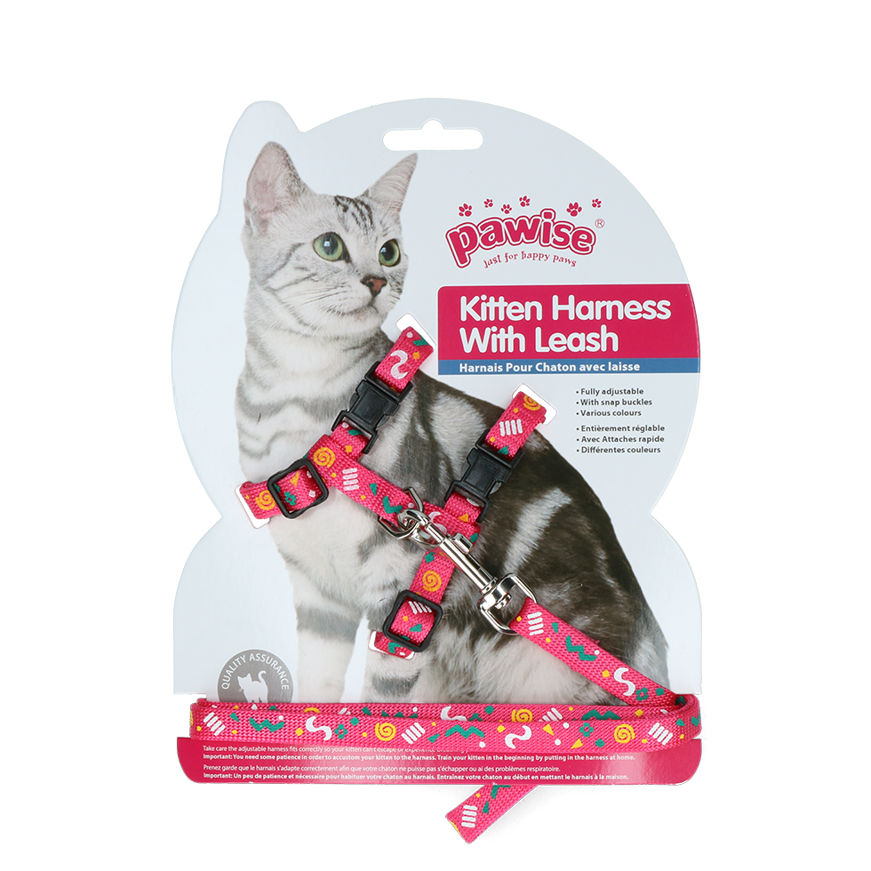 Pawise Kitten Harness With Leash Pink/Purple — afbeelding 2