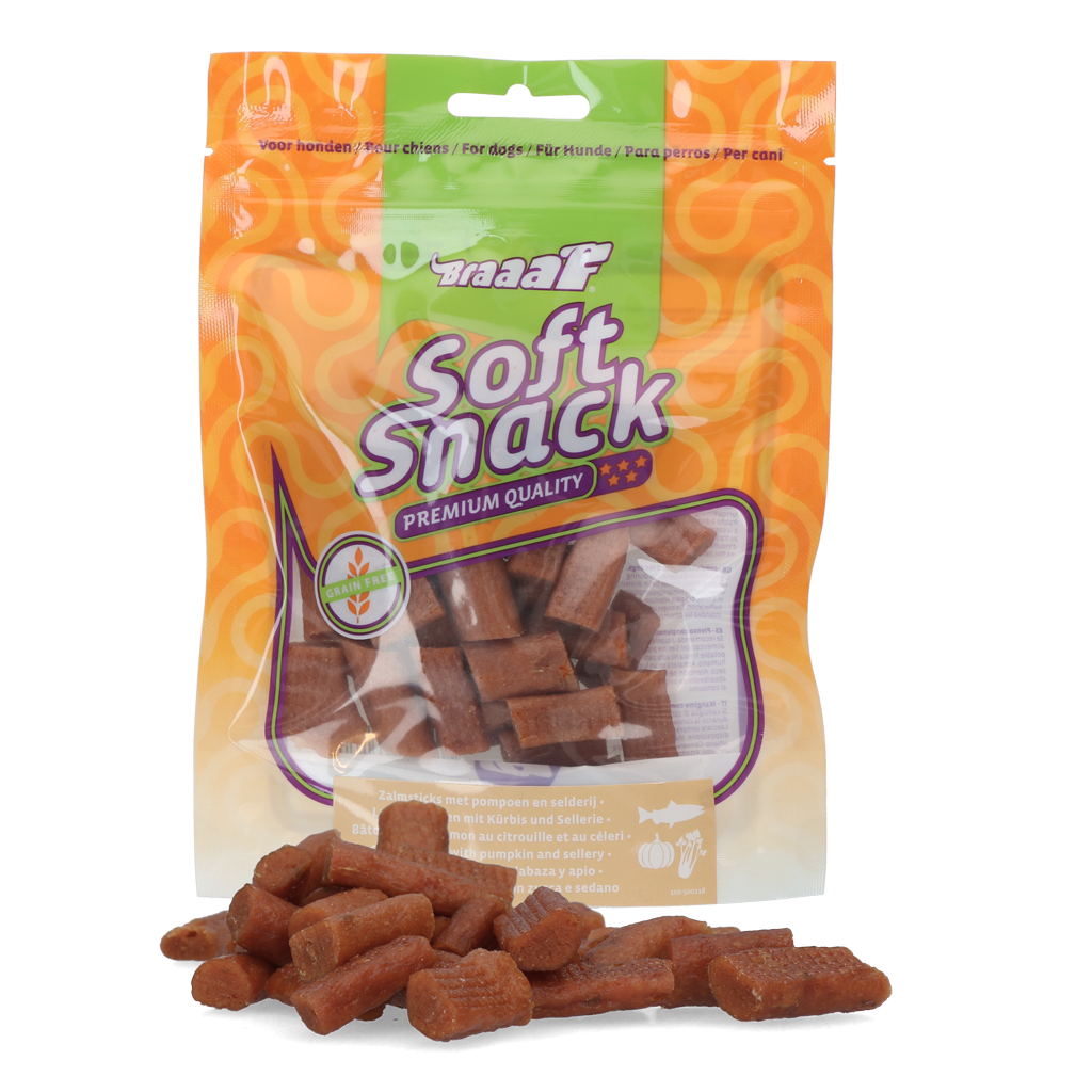 Braaaf Soft Snack met Zalm pompoen en selderij