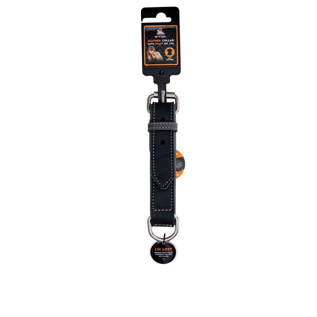 Spotted! Pro Leren Halsband Zwart 3 x 65 cm — afbeelding 3