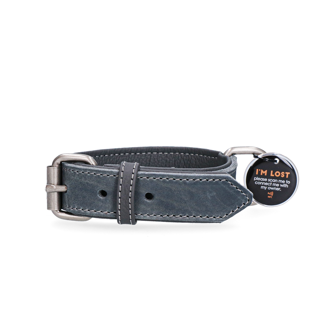 Spotted! Pro Leren Halsband Grijs 3 x 60 cm