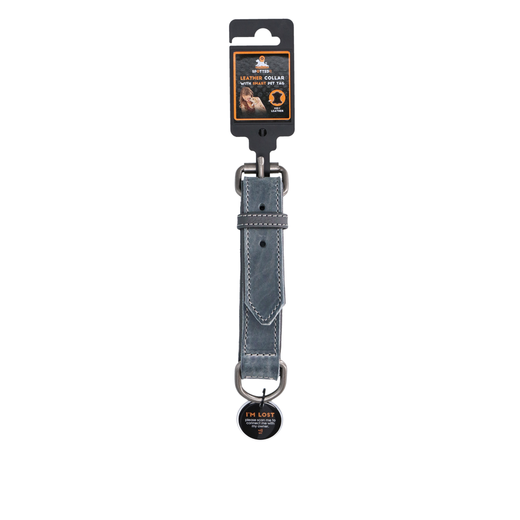 Spotted! Pro Leren Halsband Grijs 3 x 65 cm — afbeelding 3
