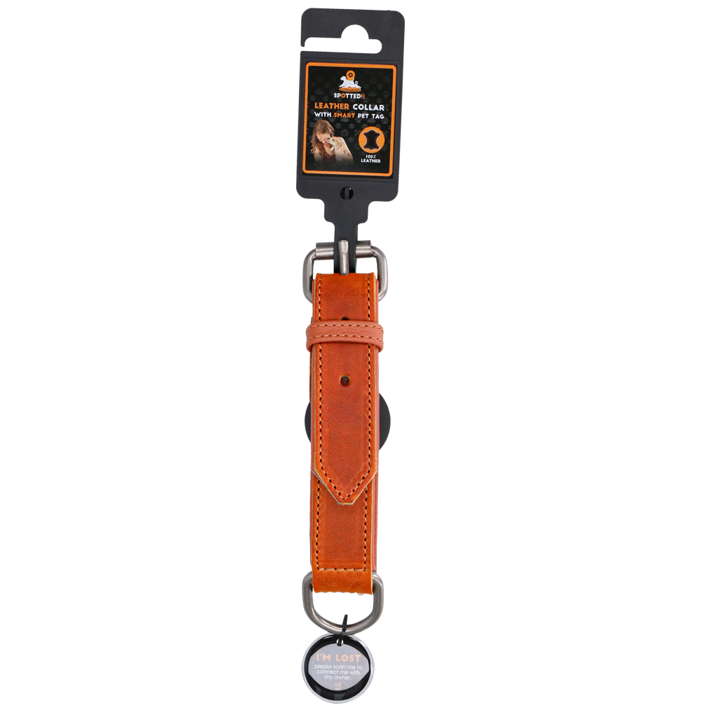 Spotted! Pro Leren Halsband Cognac 2,5 x 45 cm — afbeelding 4