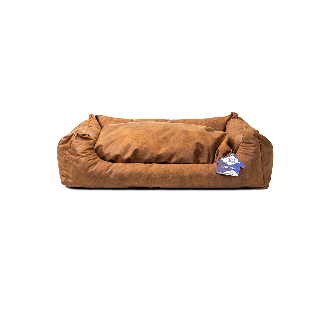 Let's Sleep Sweet Dreams Hondenmand Met Kussen L Cognac