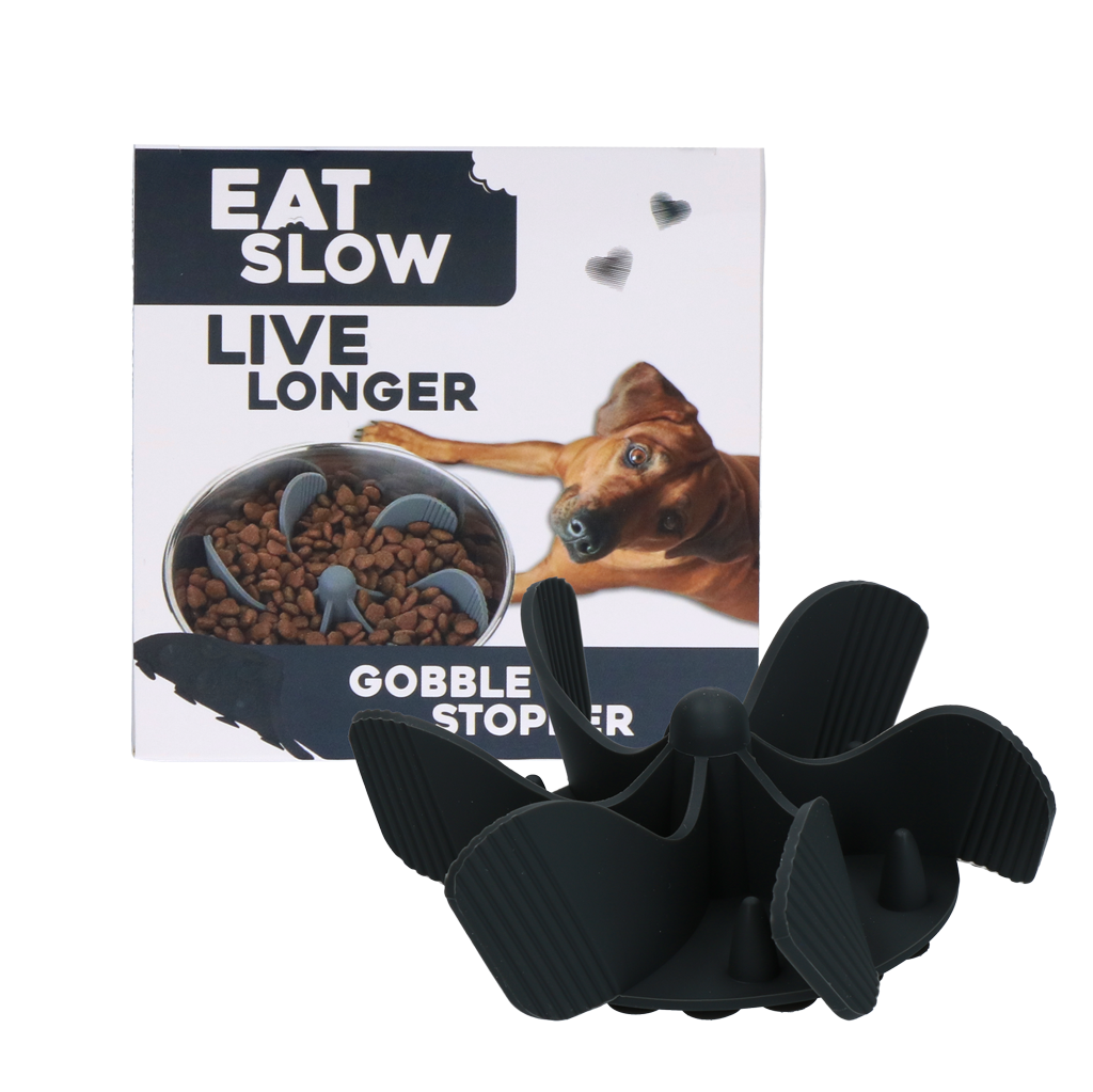Eat Slow Live Longer Gobble Stopper Grijs M