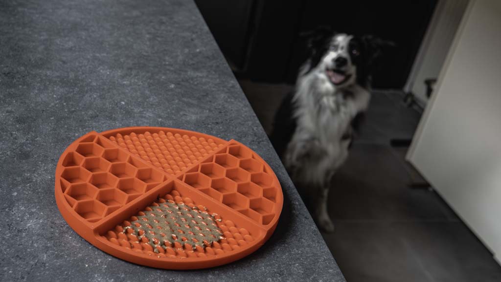 Eat Slow Live Longer Lick Mat Dimensions Circle Rood — afbeelding 6