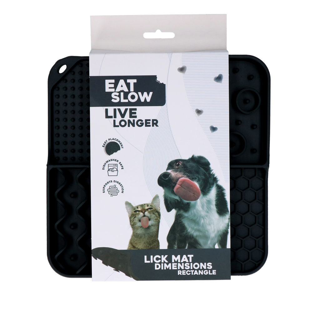 Eat Slow Live Longer Lick Mat Dimensions Rectangle Grijs