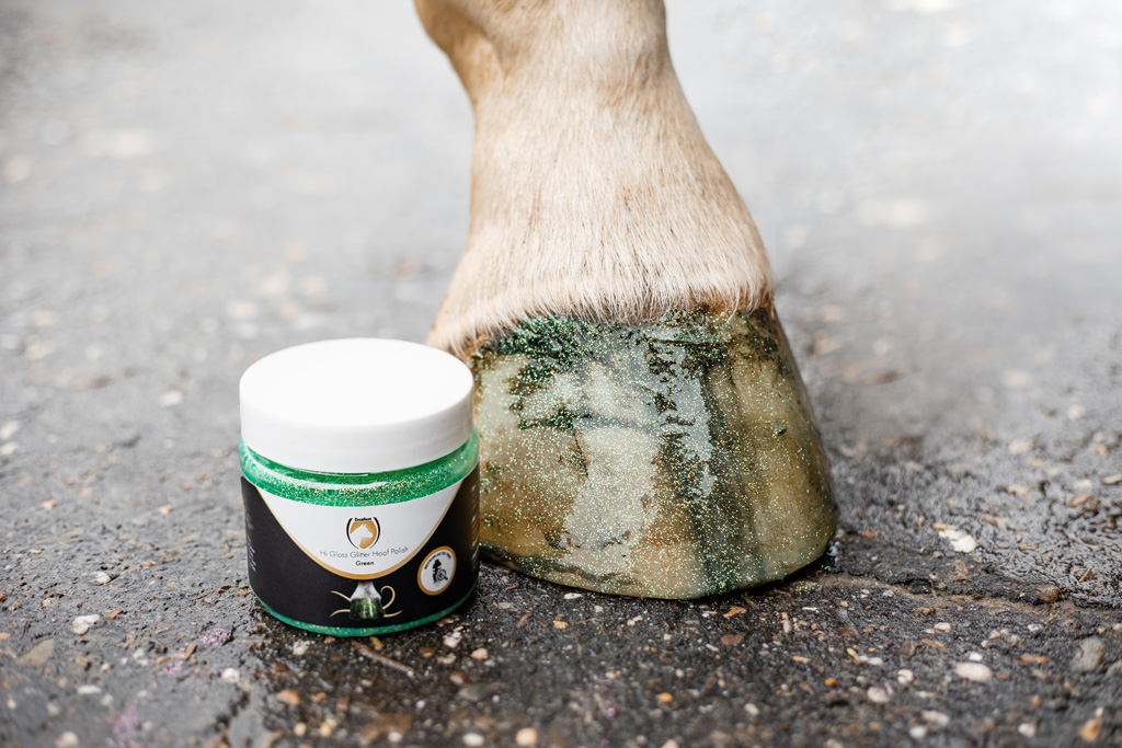 Excellent Horse Hi Gloss Glitter Hoof Polish Green 150 ml — afbeelding 4