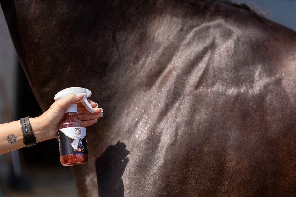 Excellent Horse Hi Gloss Glitter Spray Orange 250 ml — afbeelding 2
