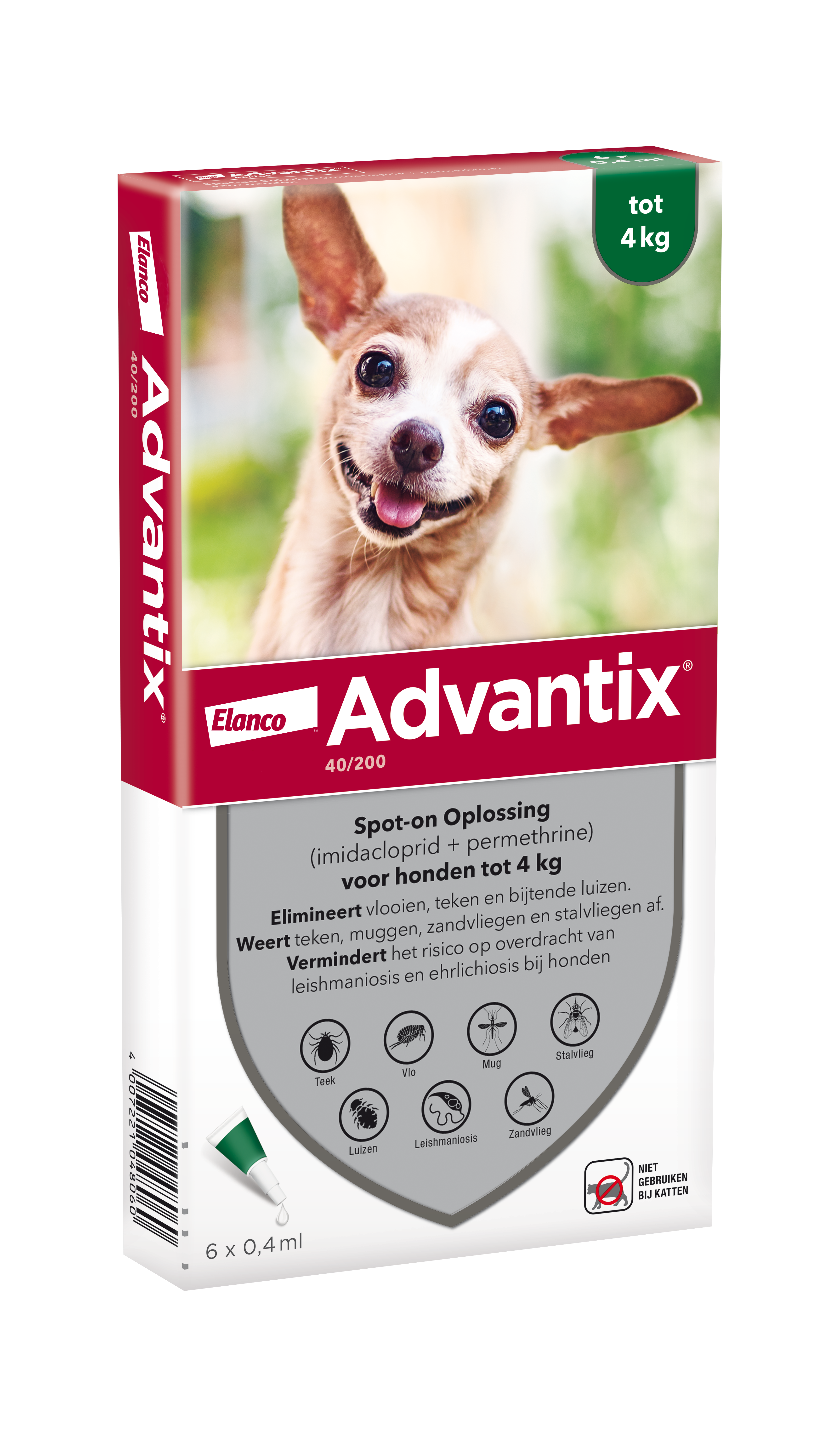 Advantix vlooien- en tekenpipet voor honden 40/200 (1,5 tot 4kg) 6 pipetten
