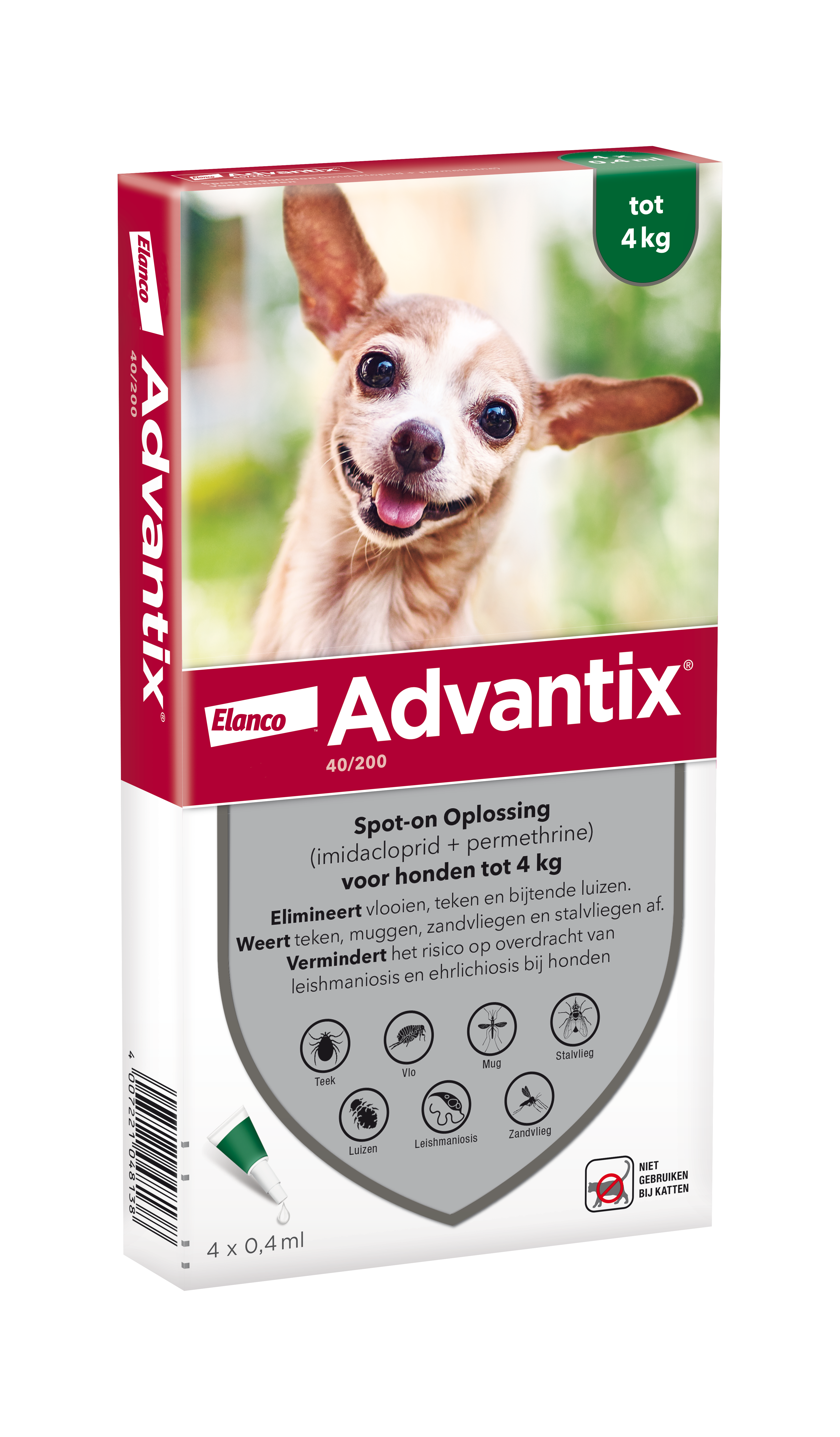 Advantix vlooien- en tekenpipet voor honden 40/200 (1,5 tot 4kg) 4 pipetten