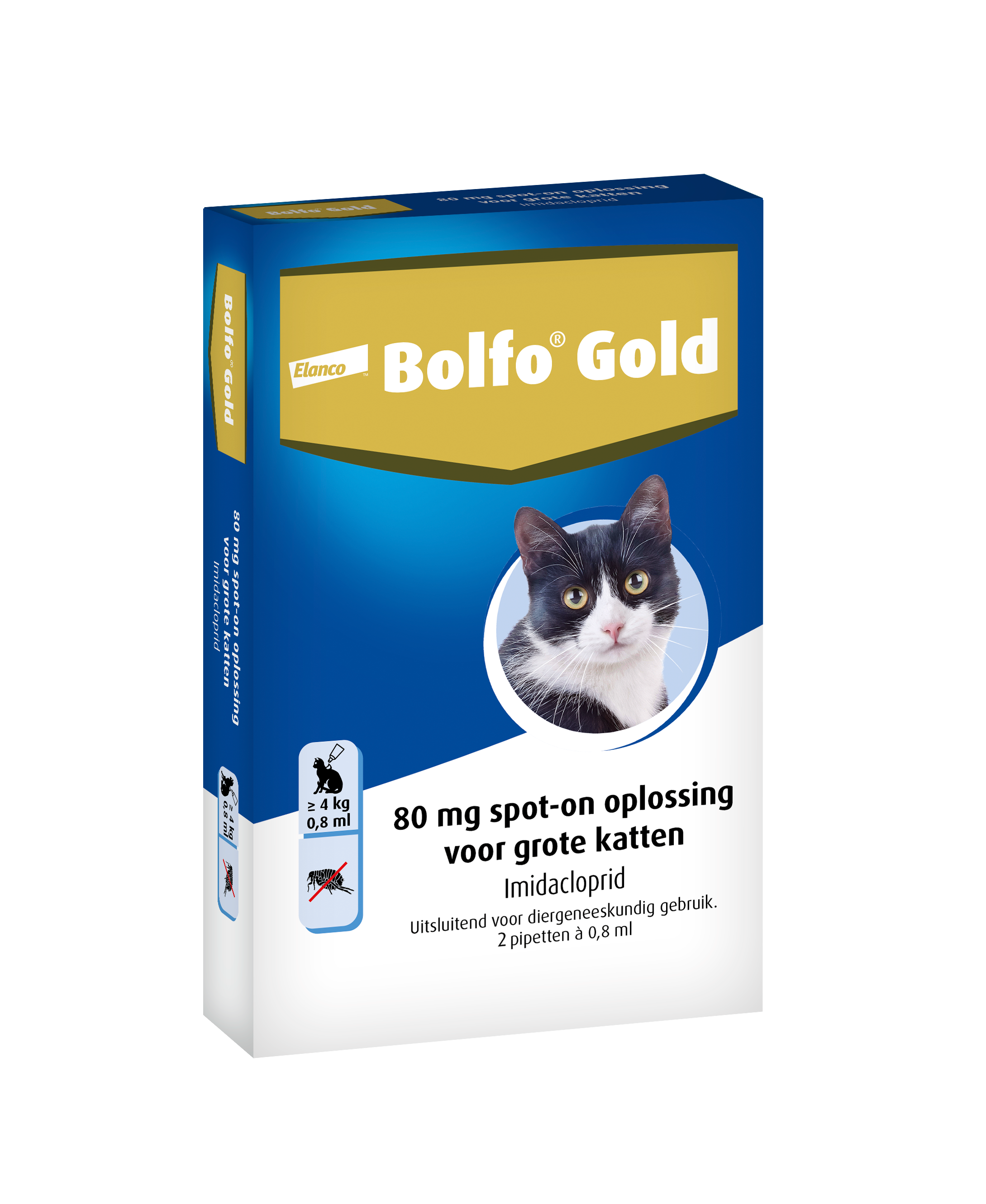 Bolfo Gold Vlooiendruppels Kat - Vanaf 4 kg - 80 mg 2 pipetten