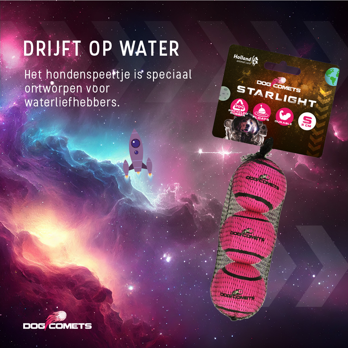 Dog Comets Tennisbal Starlight S Roze (3-pack) — afbeelding 6