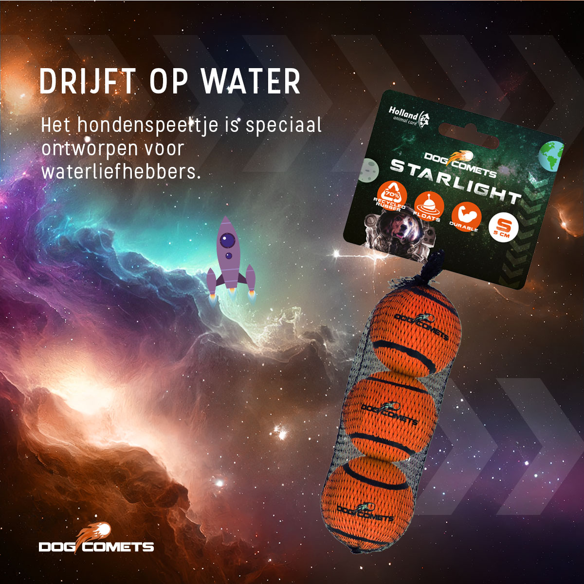 Dog Comets Tennisbal Starlight S Oranje (3-pack) — afbeelding 6