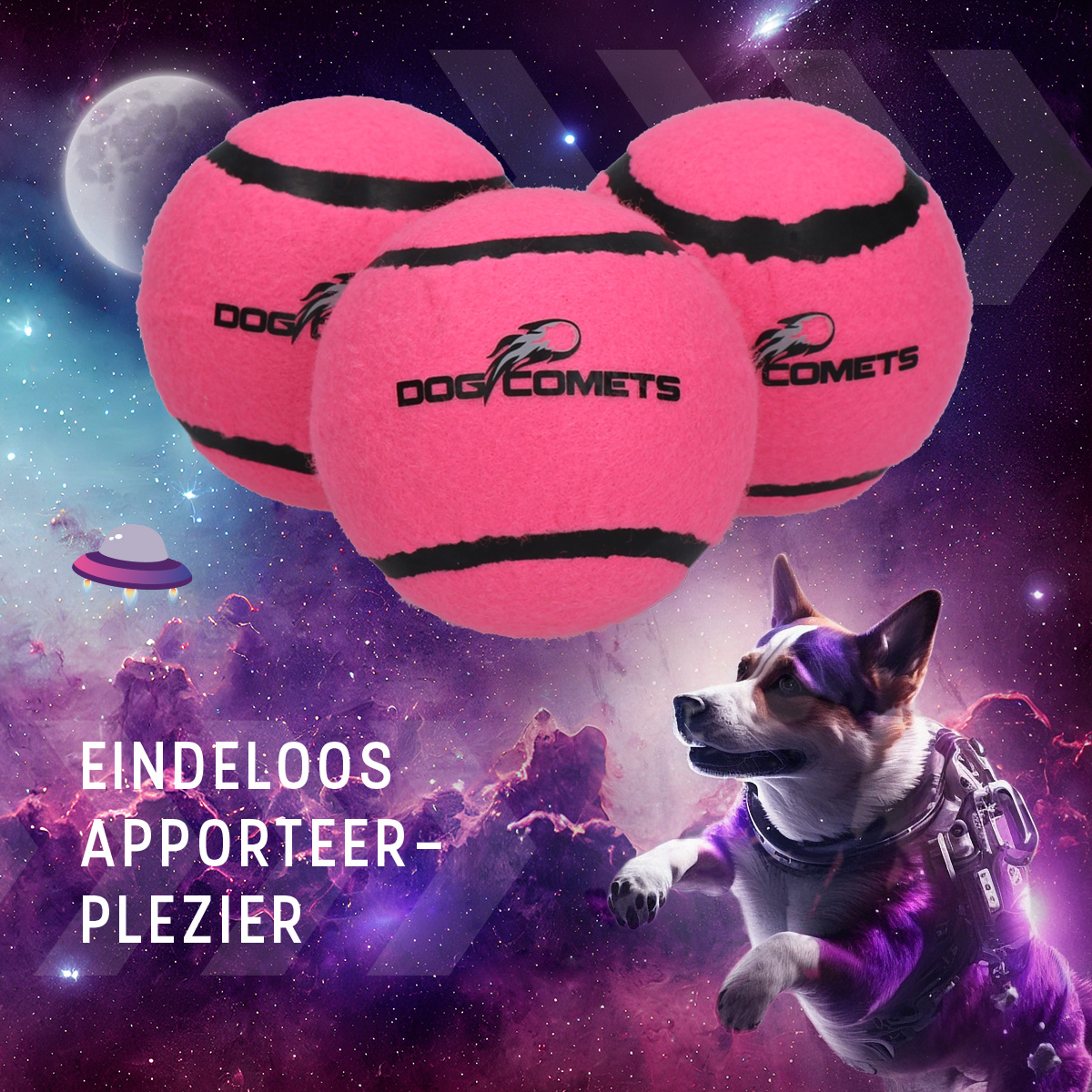 Dog Comets Tennisbal Starlight L Roze (2-pack) — afbeelding 5