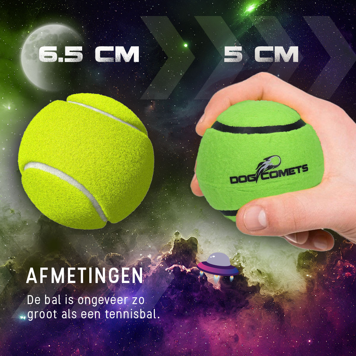 Dog Comets Tennisbal Starlight S Groen — afbeelding 6