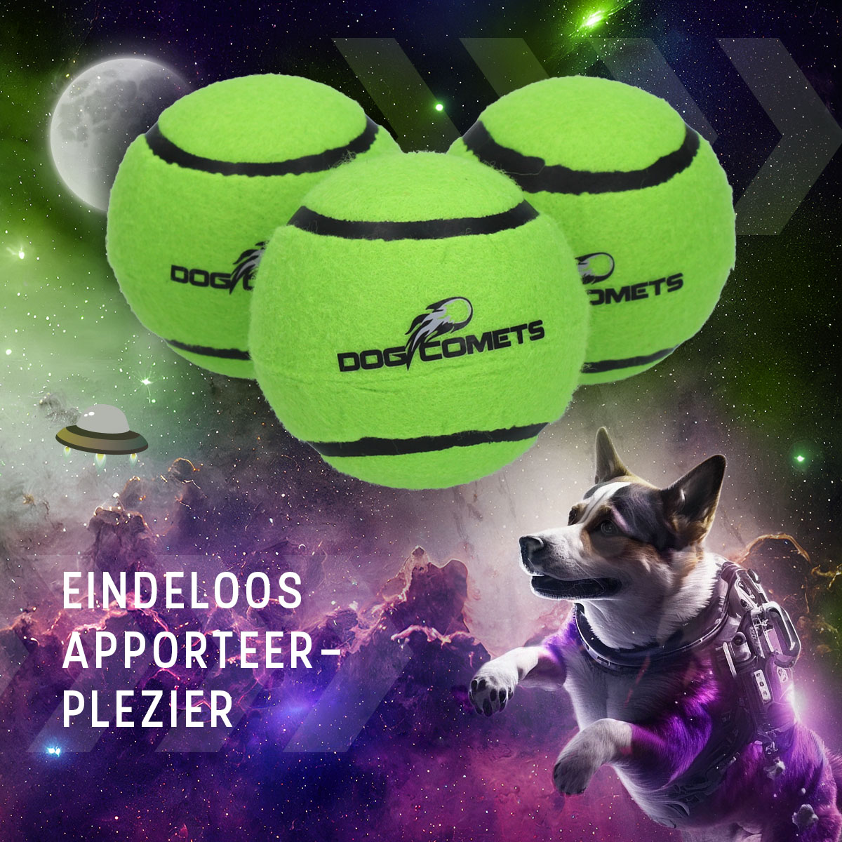 Dog Comets Tennisbal Starlight L Groen — afbeelding 5