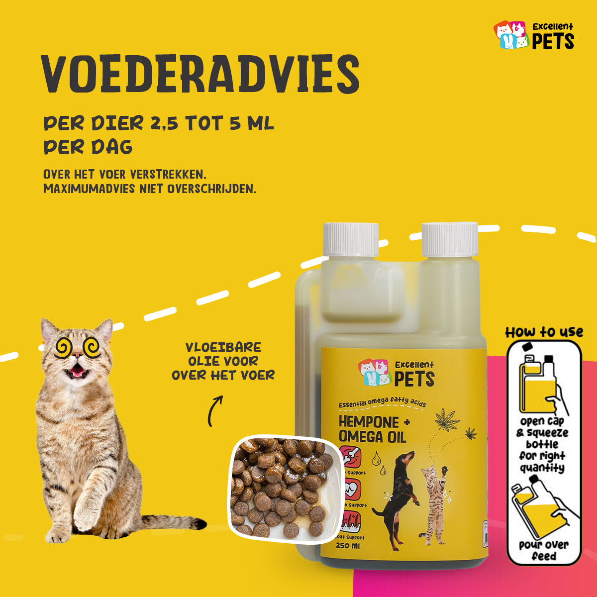 Excellent Pets HempOne + Omega Oil 250 ml — afbeelding 2