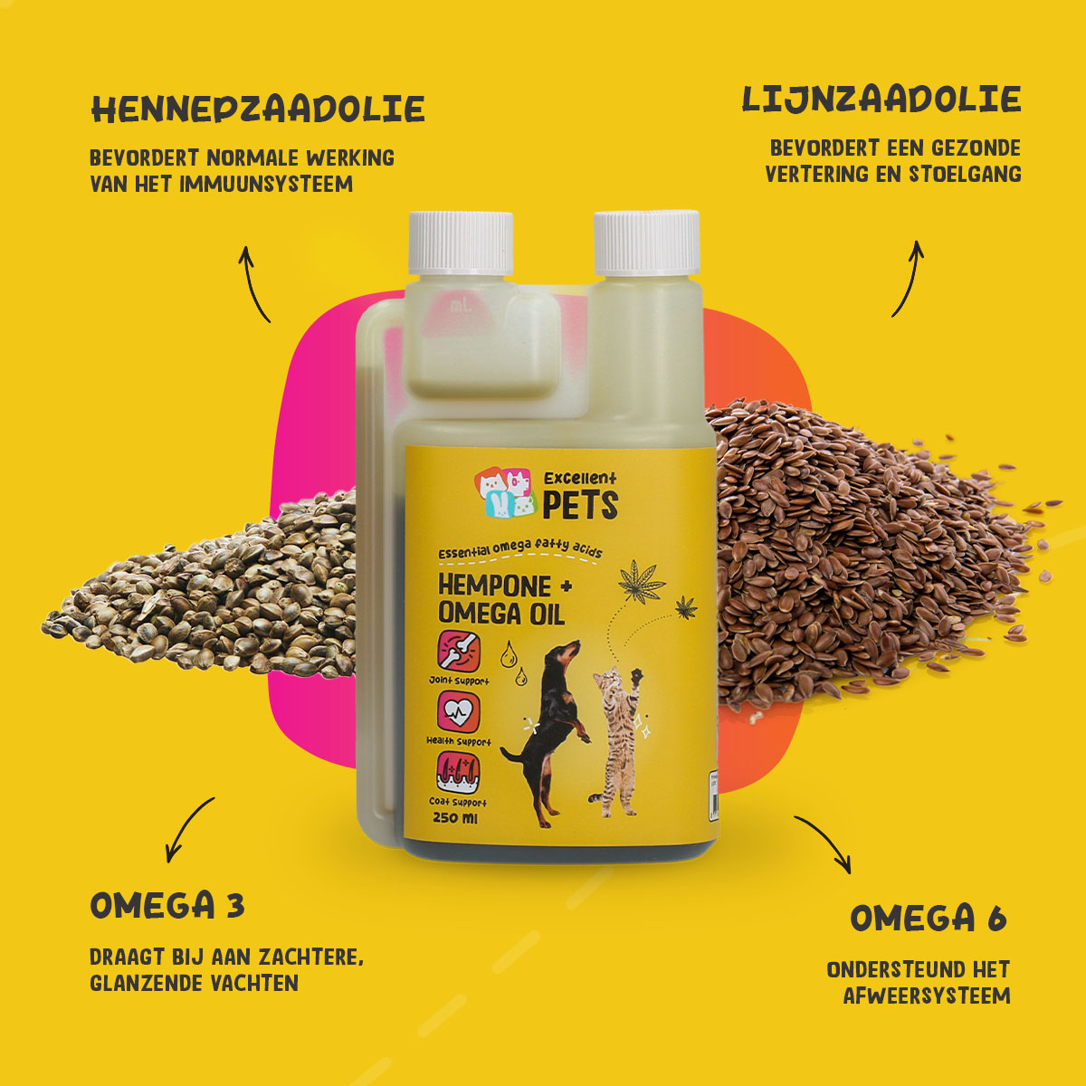 Excellent Pets HempOne + Omega Oil 250 ml — afbeelding 5