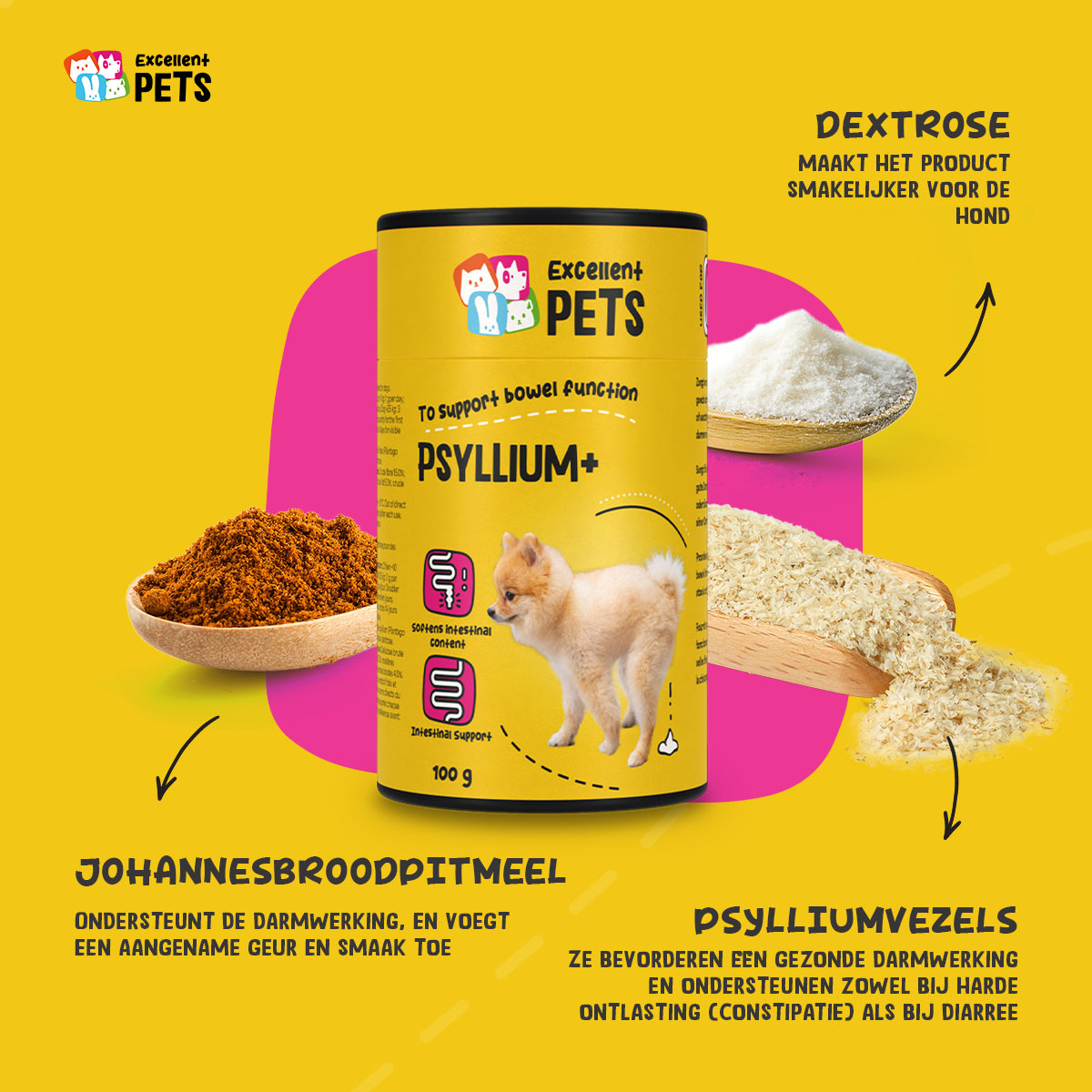 Excellent Pets Dog Psyllium+ 100 g — afbeelding 5