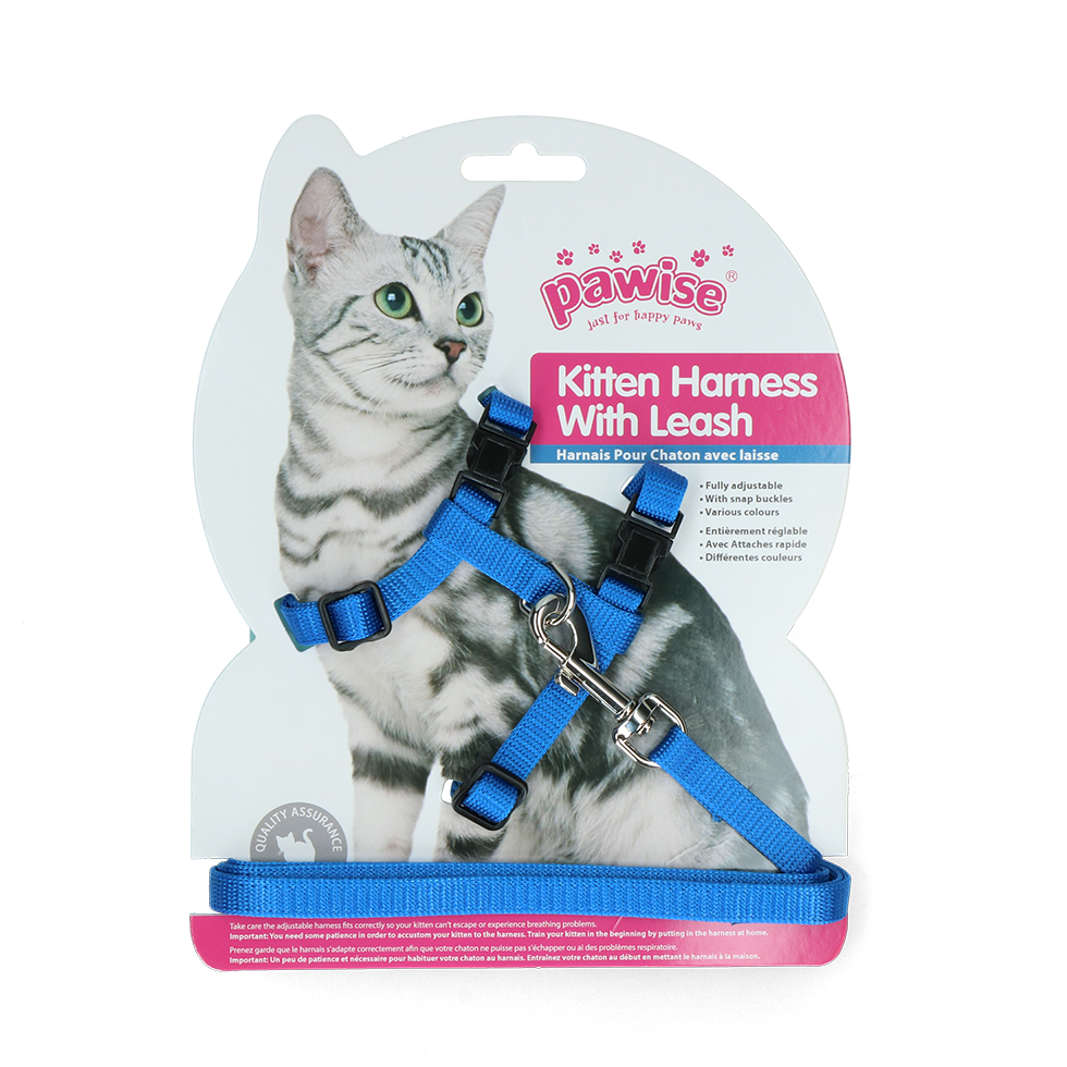 Pawise Kitten Harness With Leash Red/Blue S — afbeelding 3