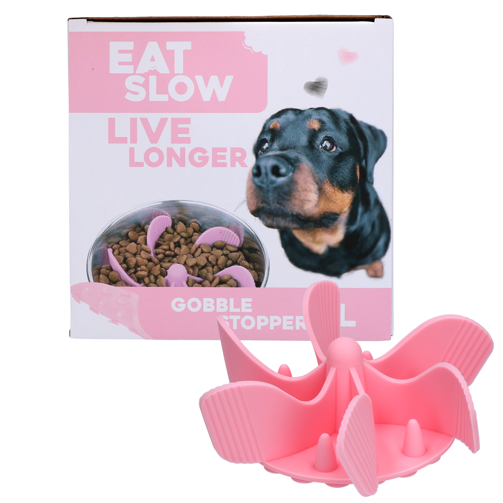 Eat Slow Live Longer Gobble Stopper Roze L