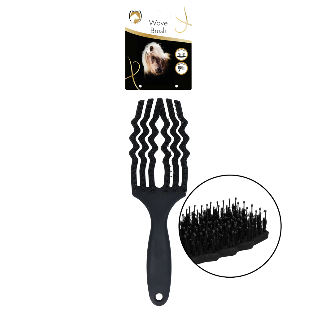 Excellent Horse Wave Brush Zwart