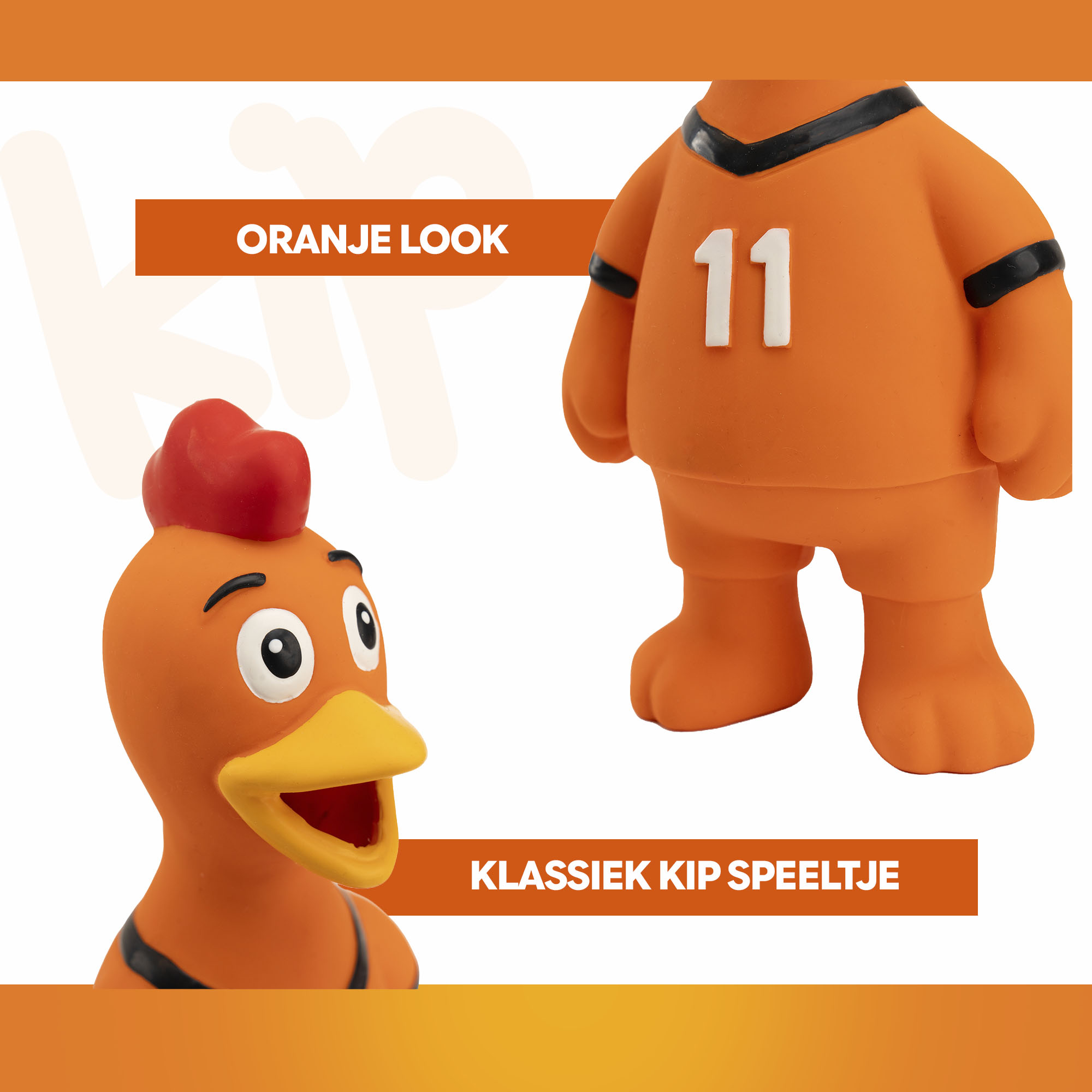 Oranje Latex Hondenspeeltjes WK Kip — afbeelding 5