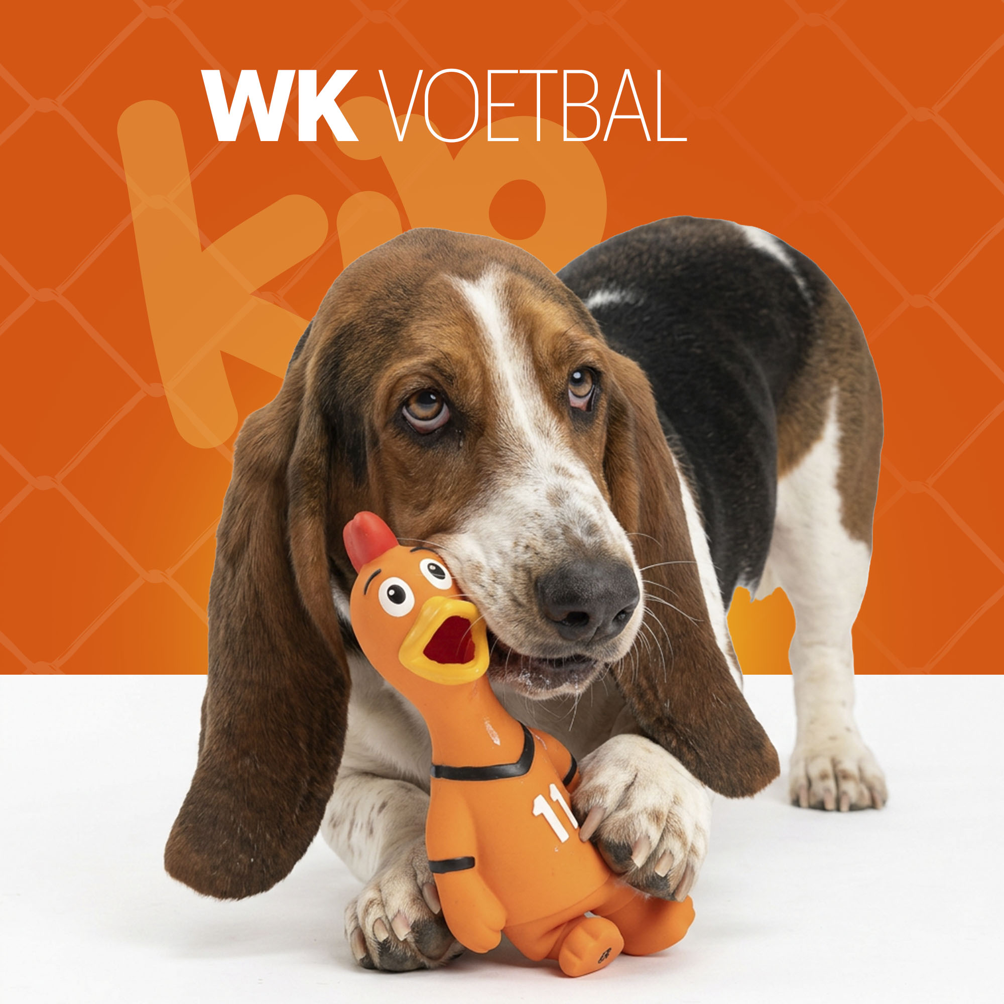 Oranje Latex Hondenspeeltjes WK Kip — afbeelding 2