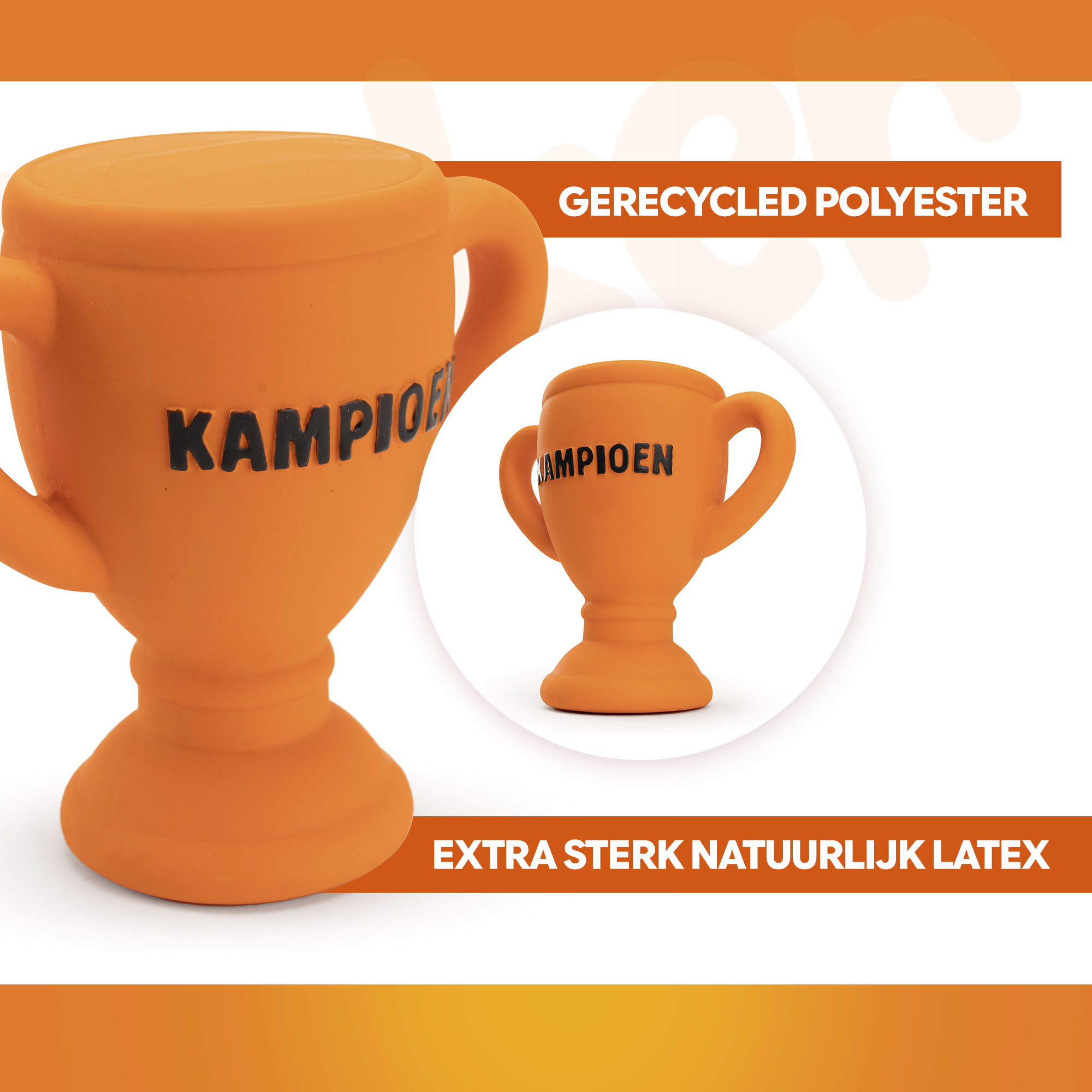 Oranje Latex Hondenspeeltjes WK Beker — afbeelding 3