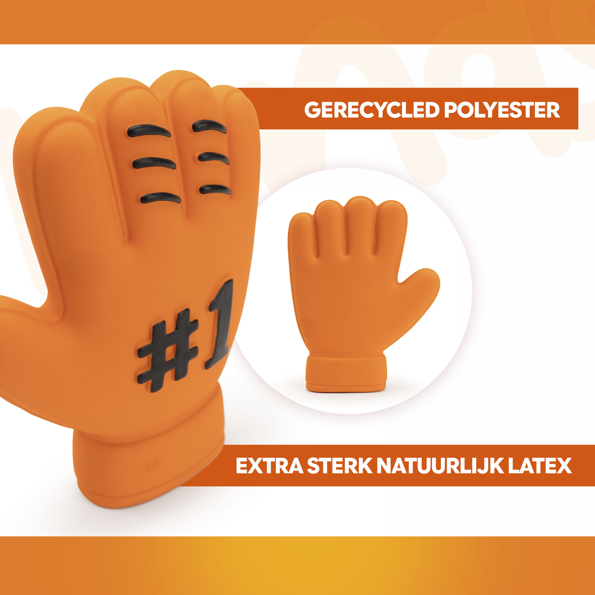 Oranje Latex Hondenspeeltjes WK Handschoen — afbeelding 3