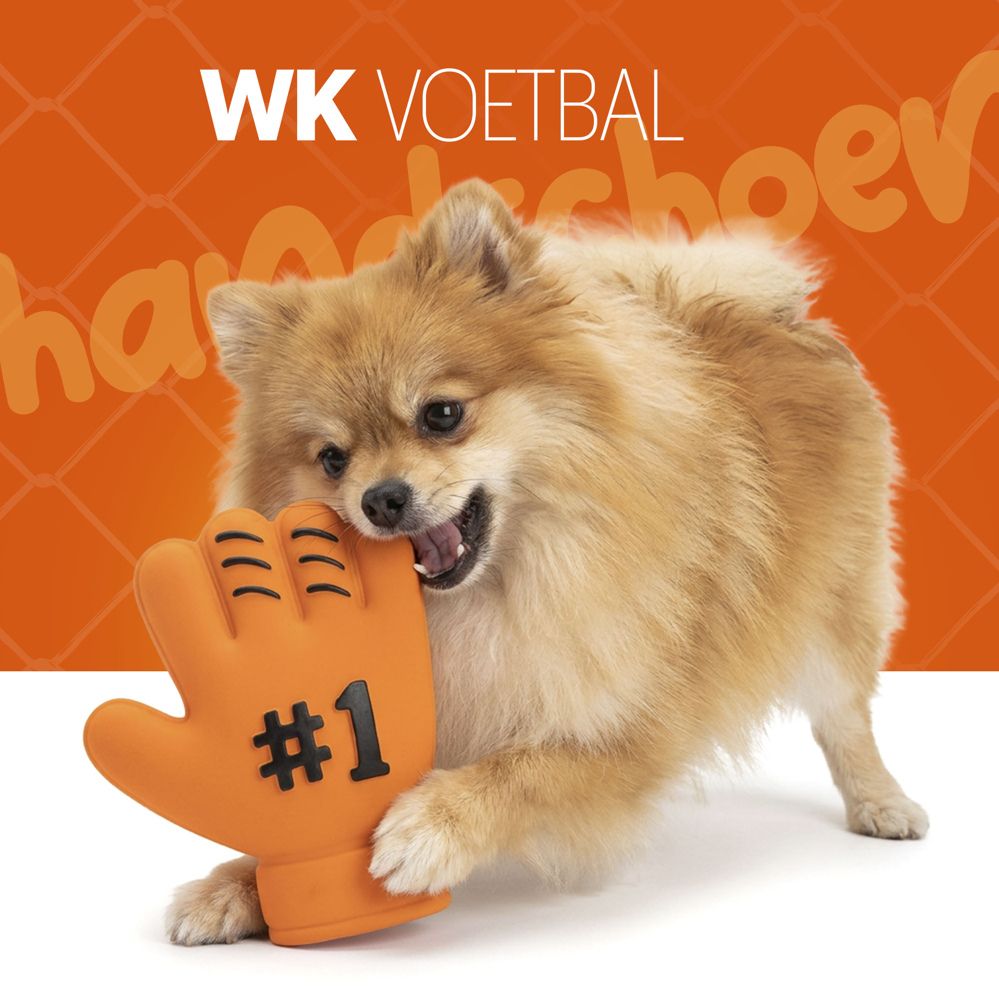 Oranje Latex Hondenspeeltjes WK Handschoen — afbeelding 2