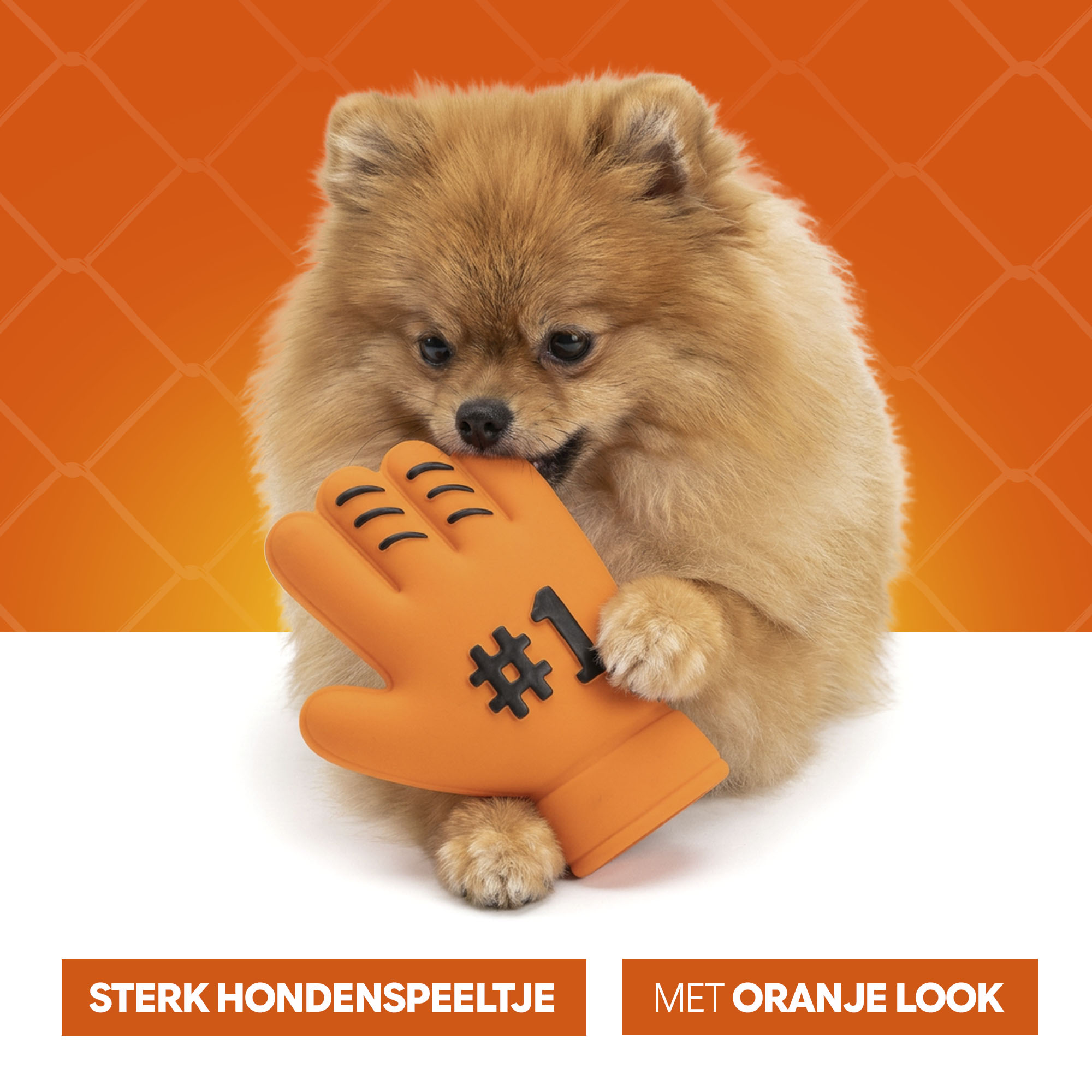 Oranje Latex Hondenspeeltjes WK Handschoen — afbeelding 6