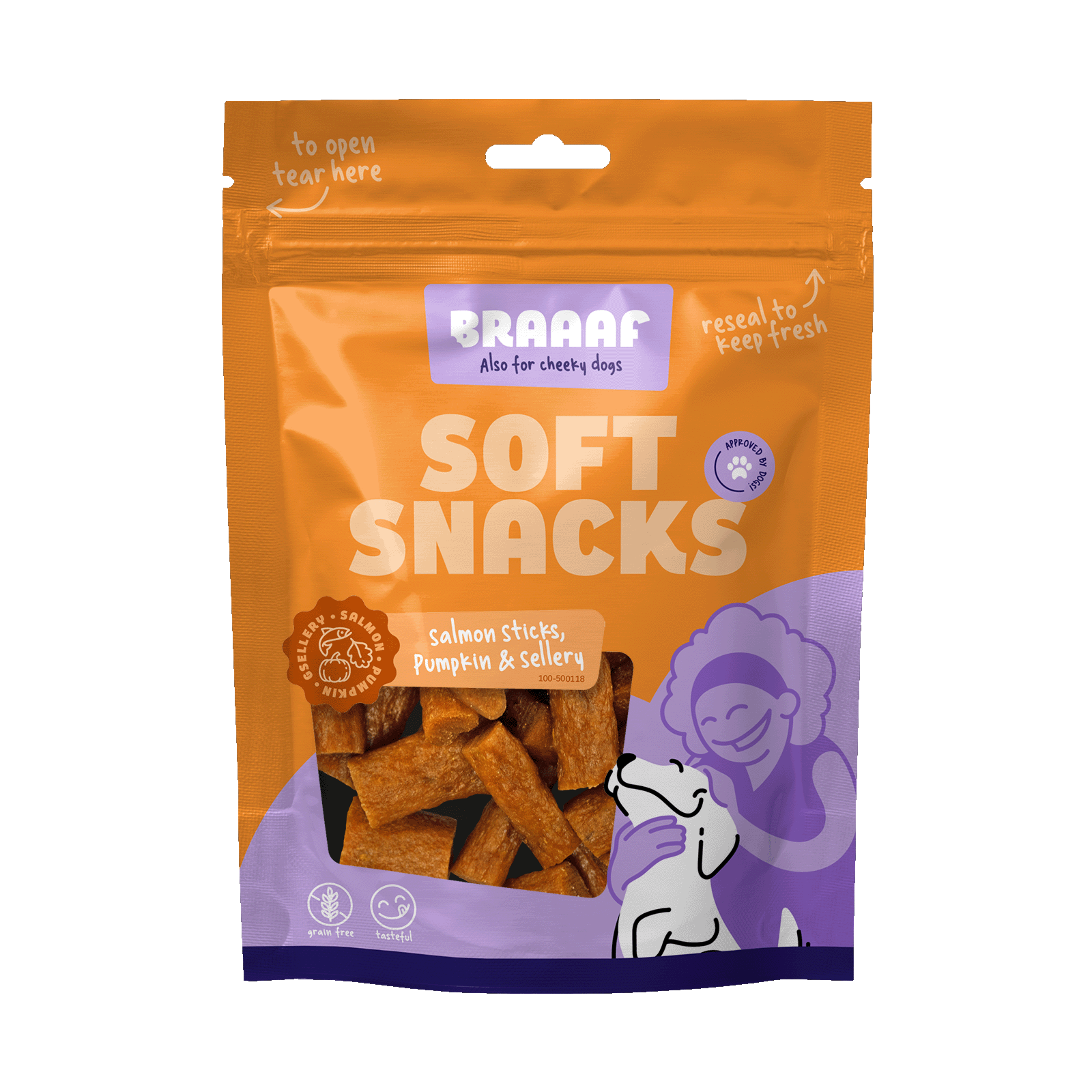 Braaaf Soft Snack met Zalm pompoen en selderij