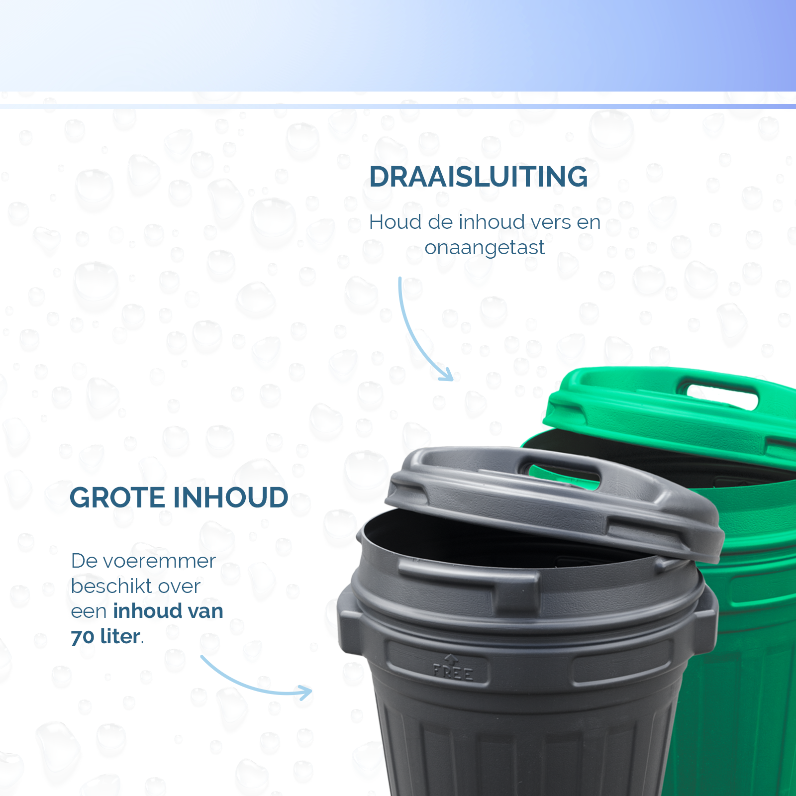 Voerton met draaisluiting 70 liter Zwart — afbeelding 4