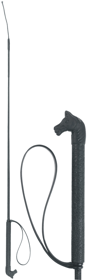 Rijzweep 90cm zwart met paardenhoofdgreep — afbeelding 2