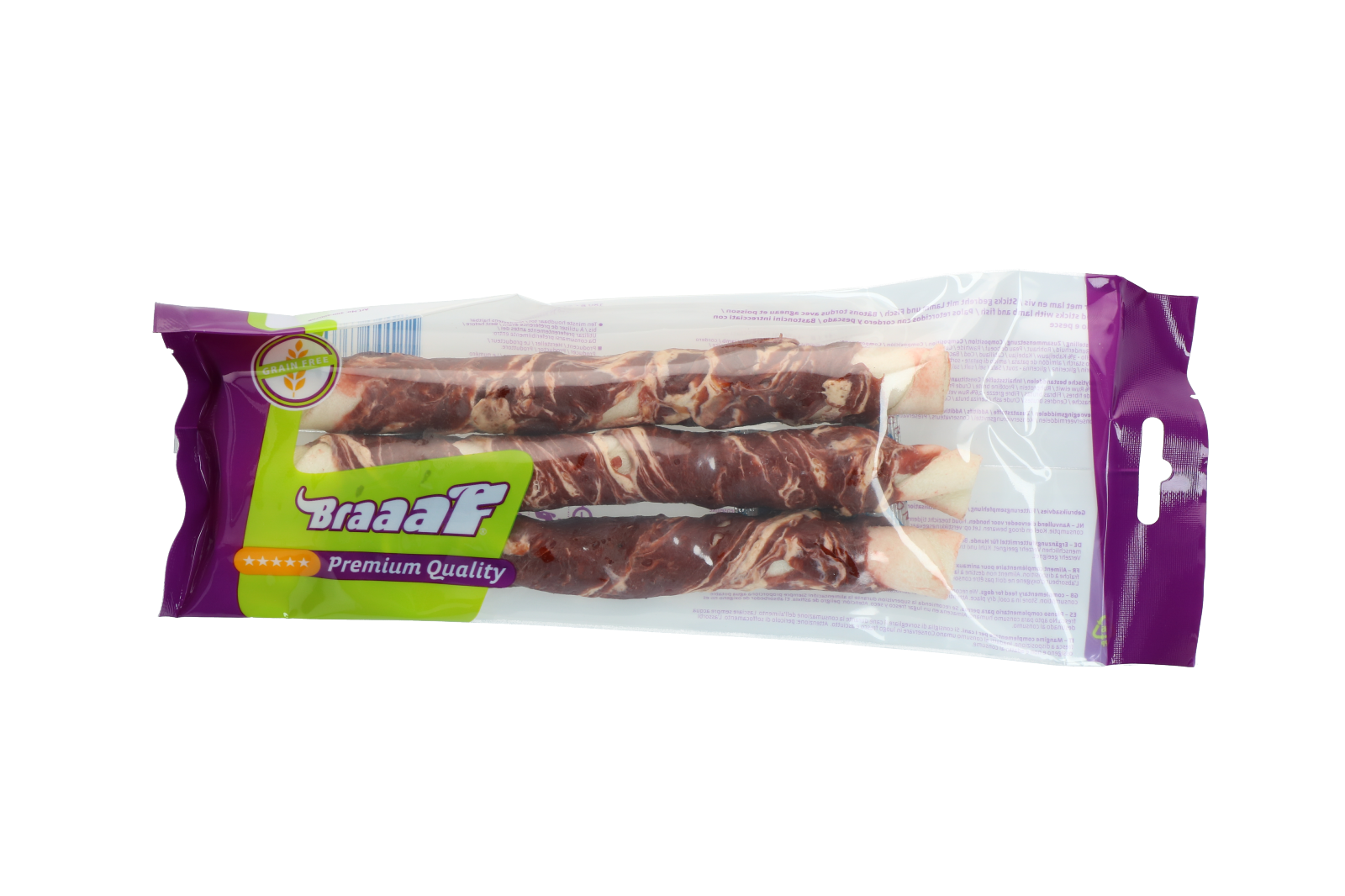 Braaaf Rawhide Twister Lam & Vis (3 st.) - 21 cm — afbeelding 2
